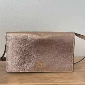 NWT Coach Metallic Rose Crossbody Bag Removable Strap